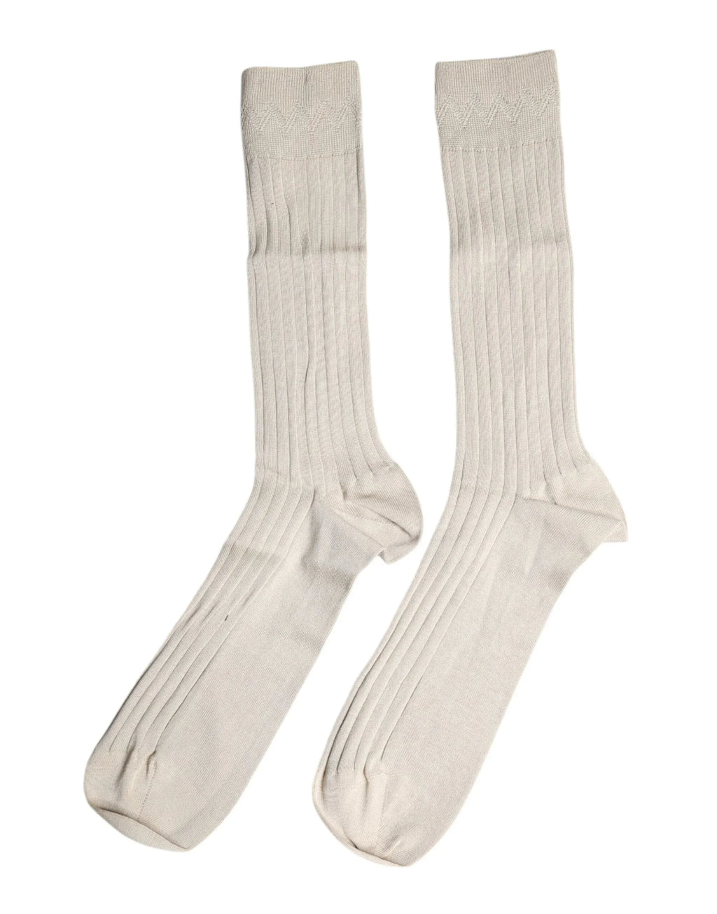 Dolce & Gabbana Beige Cotton Stretch Logo Mid Calf Socks - Zeiniez