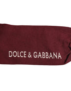 Dolce & Gabbana Burgundy Stretch Logo Print Mid Calf Socks - Zeiniez