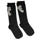 Dolce & Gabbana Black Knit Floral Crystal Embellishment Socks