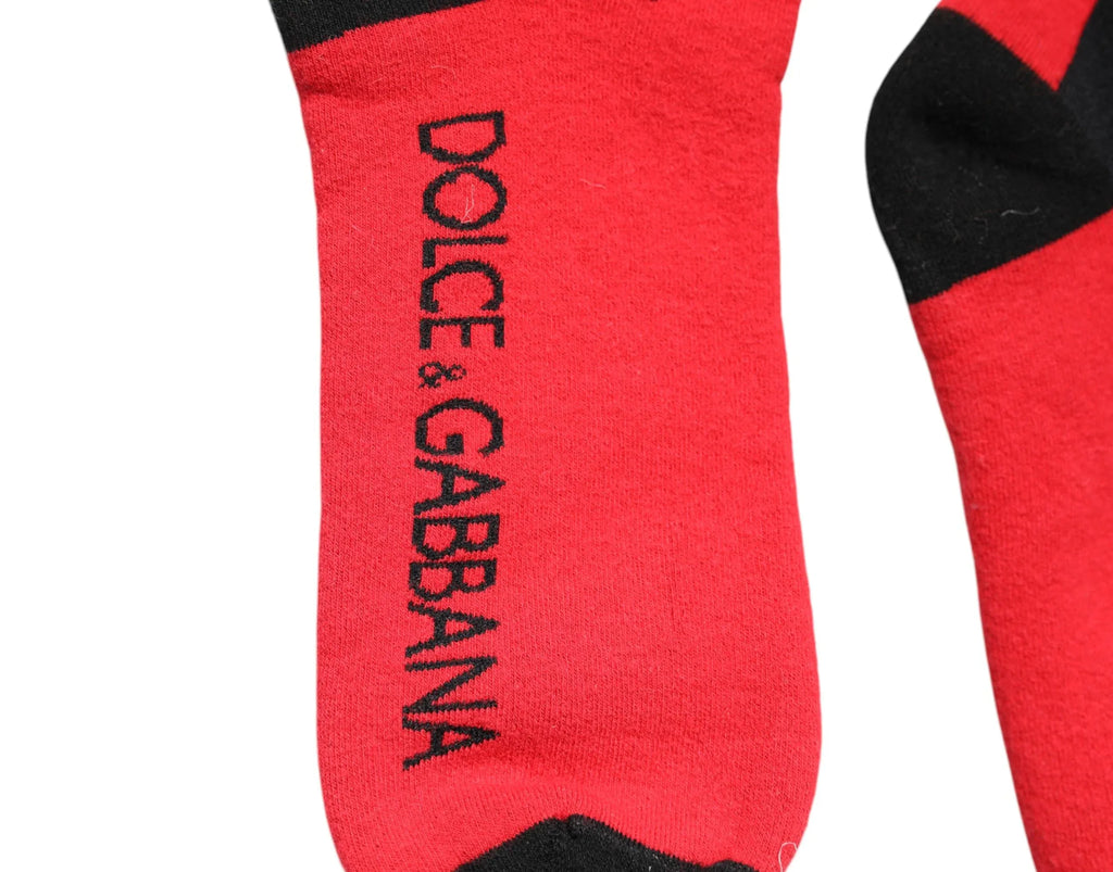 Dolce & Gabbana Red Cotton Stretch Printed Socks - Zeiniez