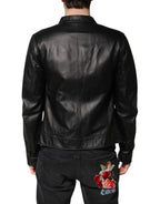 Dolce & Gabbana Black Sheep Leather Biker Full Zip Jacket - Zeiniez