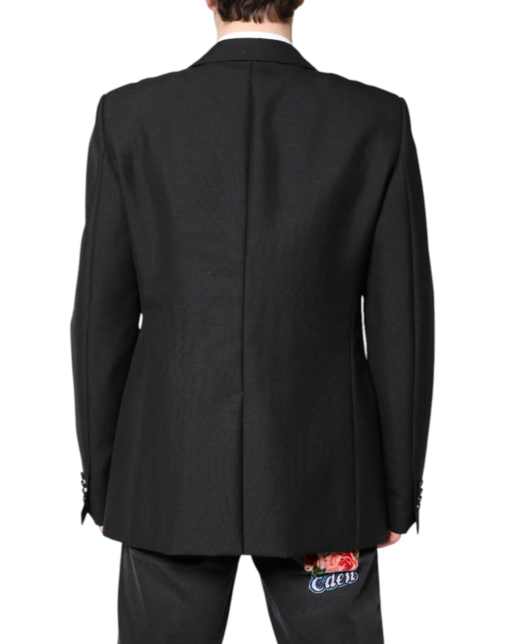 Dolce & Gabbana Black Wool Single Breasted Coat Blazer - Zeiniez
