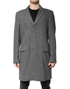 Dolce & Gabbana Gray Wool Single Breasted Trench Coat Jacket - Zeiniez