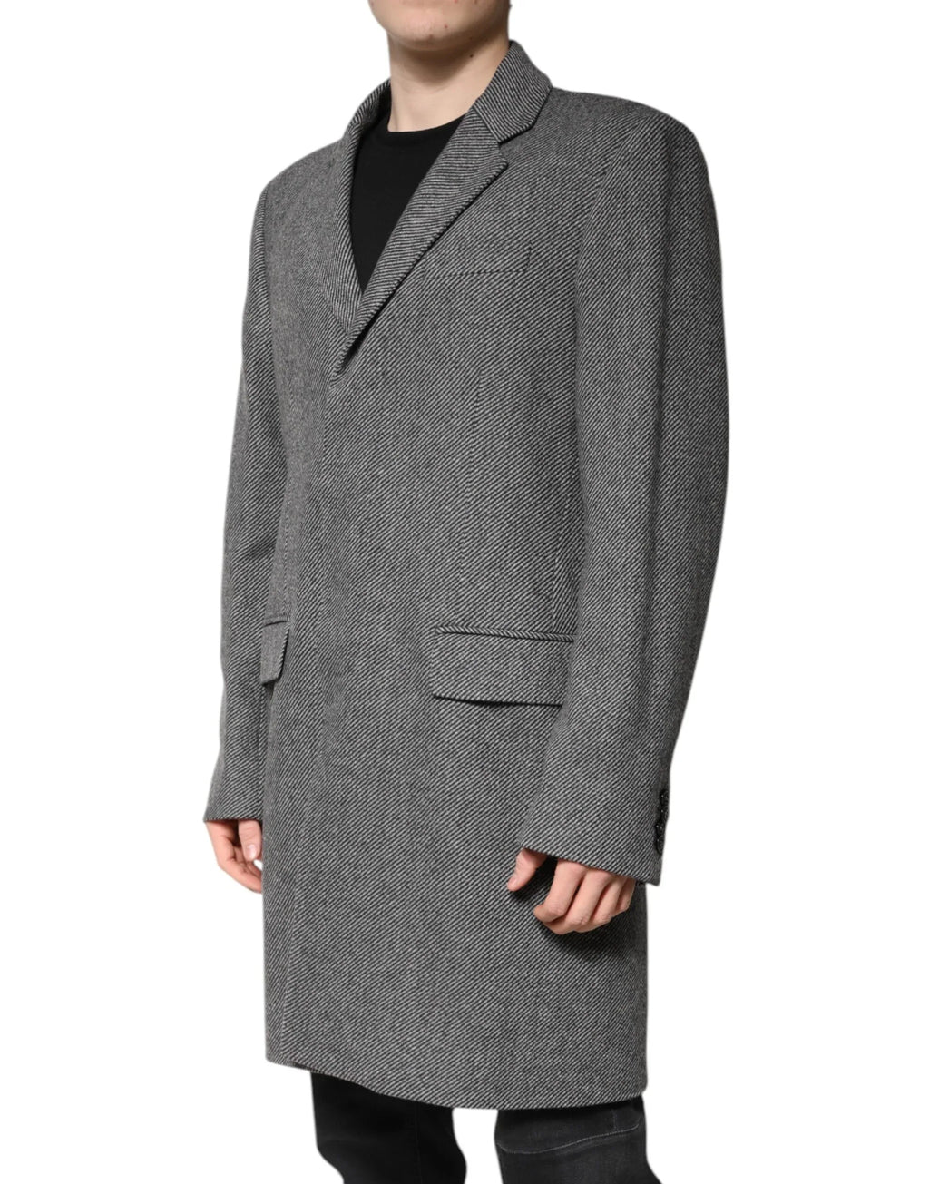 Dolce & Gabbana Gray Wool Single Breasted Trench Coat Jacket - Zeiniez
