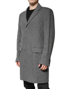 Dolce & Gabbana Gray Wool Single Breasted Trench Coat Jacket - Zeiniez