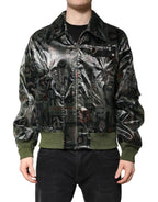 Dolce & Gabbana Green DG Logo Print Bomber Full Zip Jacket - Zeiniez