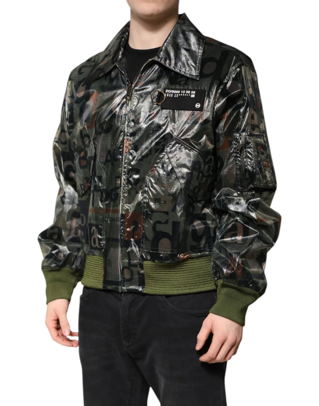 Dolce & Gabbana Green DG Logo Print Bomber Full Zip Jacket - Zeiniez