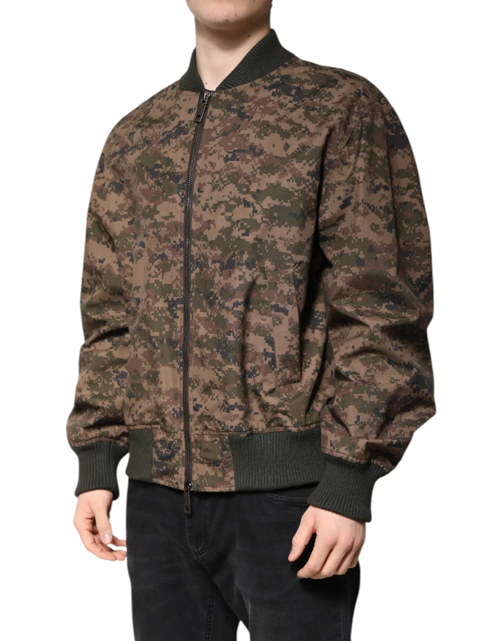 Dolce & Gabbana Brown Camouflage Bomber Full Zip Jacket - Zeiniez