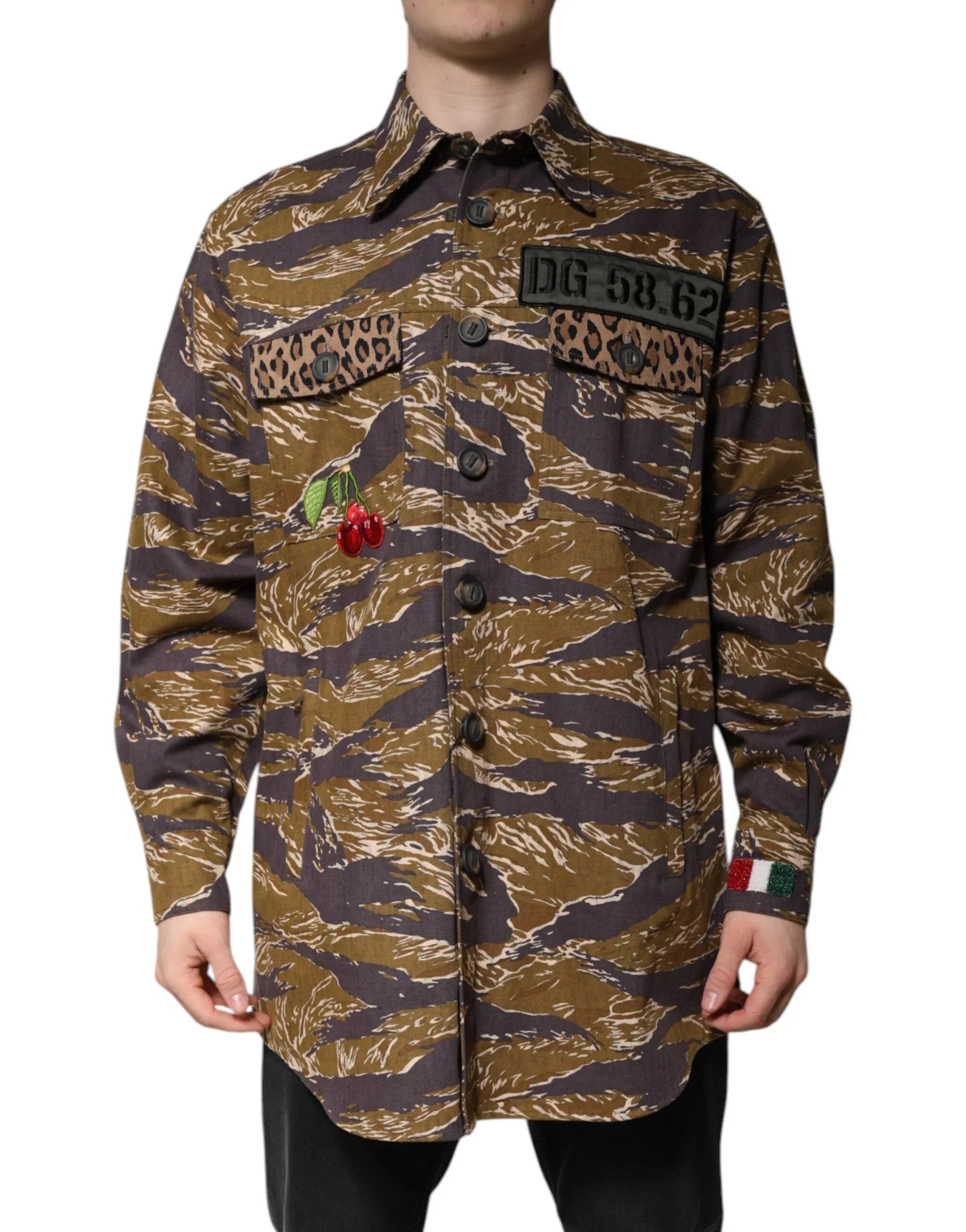 Dolce & Gabbana Brown Leopard Cotton Collared Coat Jacket - Zeiniez
