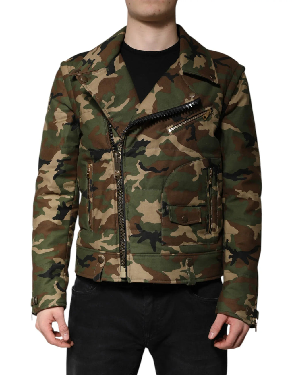 Dolce & Gabbana Multicolor Camouflage Nylon Biker Jacket - Zeiniez