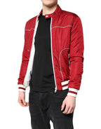 Dolce & Gabbana Red White Nylon Full Zip Men Bomber Jacket - Zeiniez