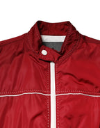 Dolce & Gabbana Red White Nylon Full Zip Men Bomber Jacket - Zeiniez