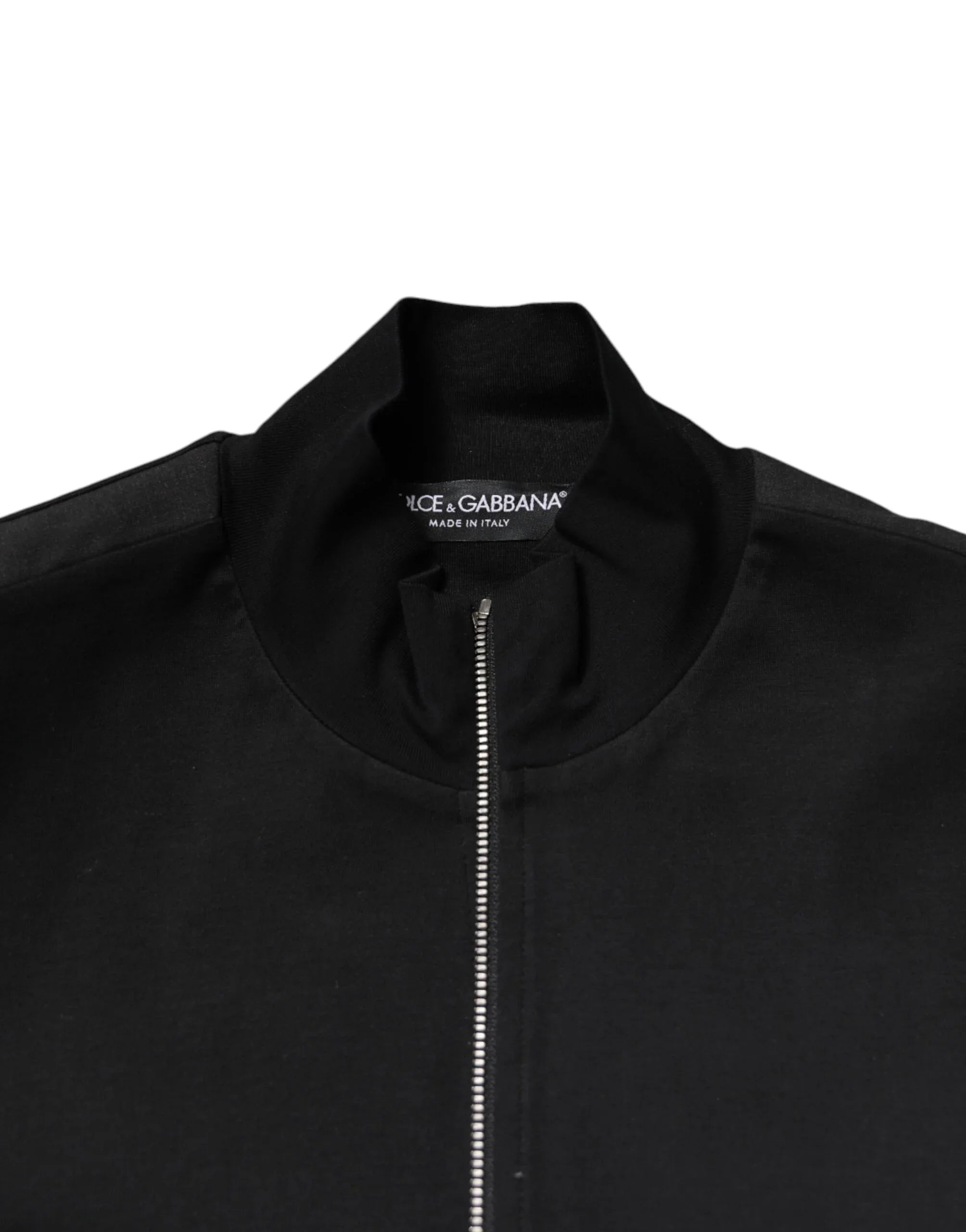 Dolce & Gabbana Black Cotton Logo Full Zip Men Bomber Jacket - Zeiniez