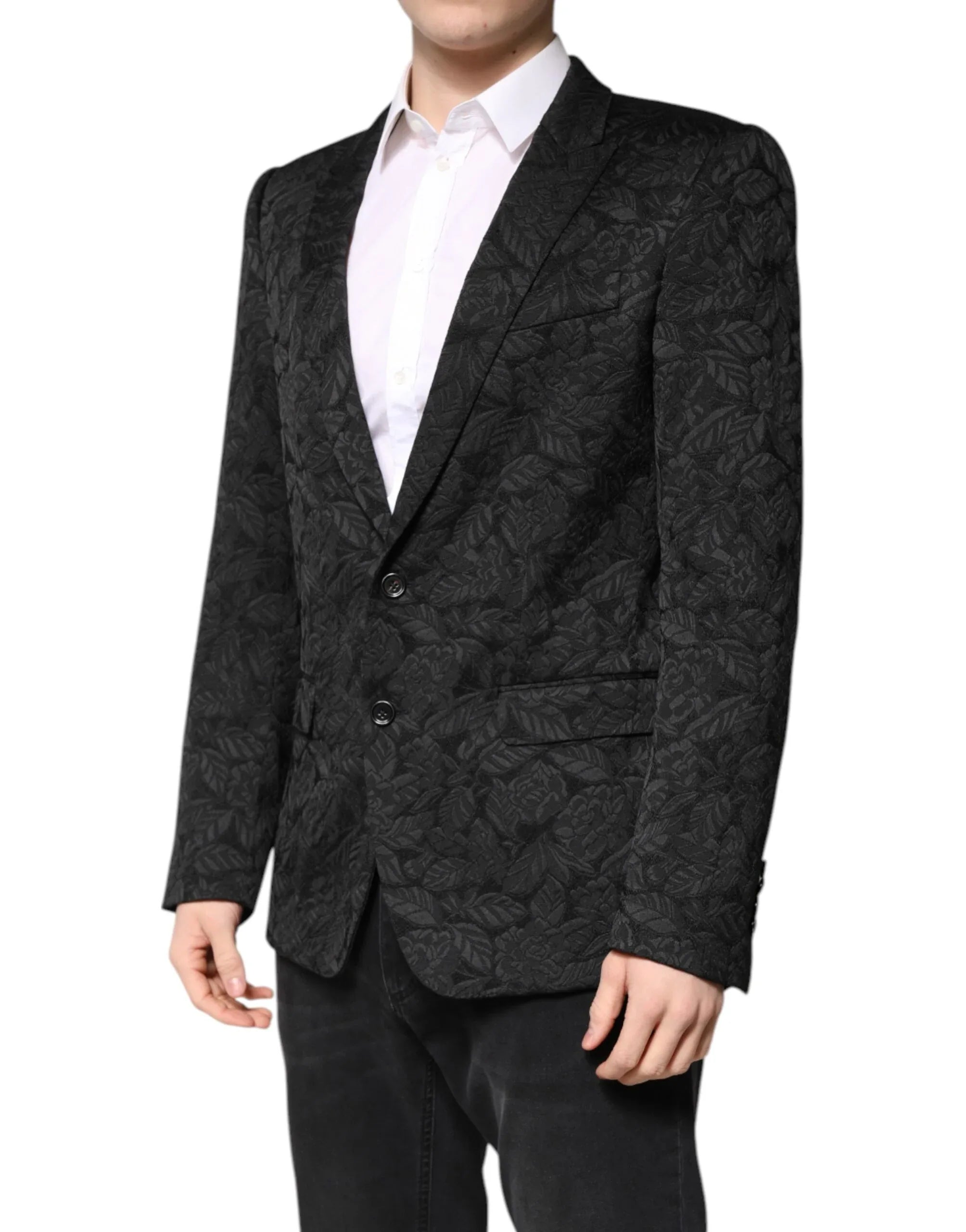 Dolce & Gabbana Black MARTINI Brocade Single Breasted Blazer - Zeiniez
