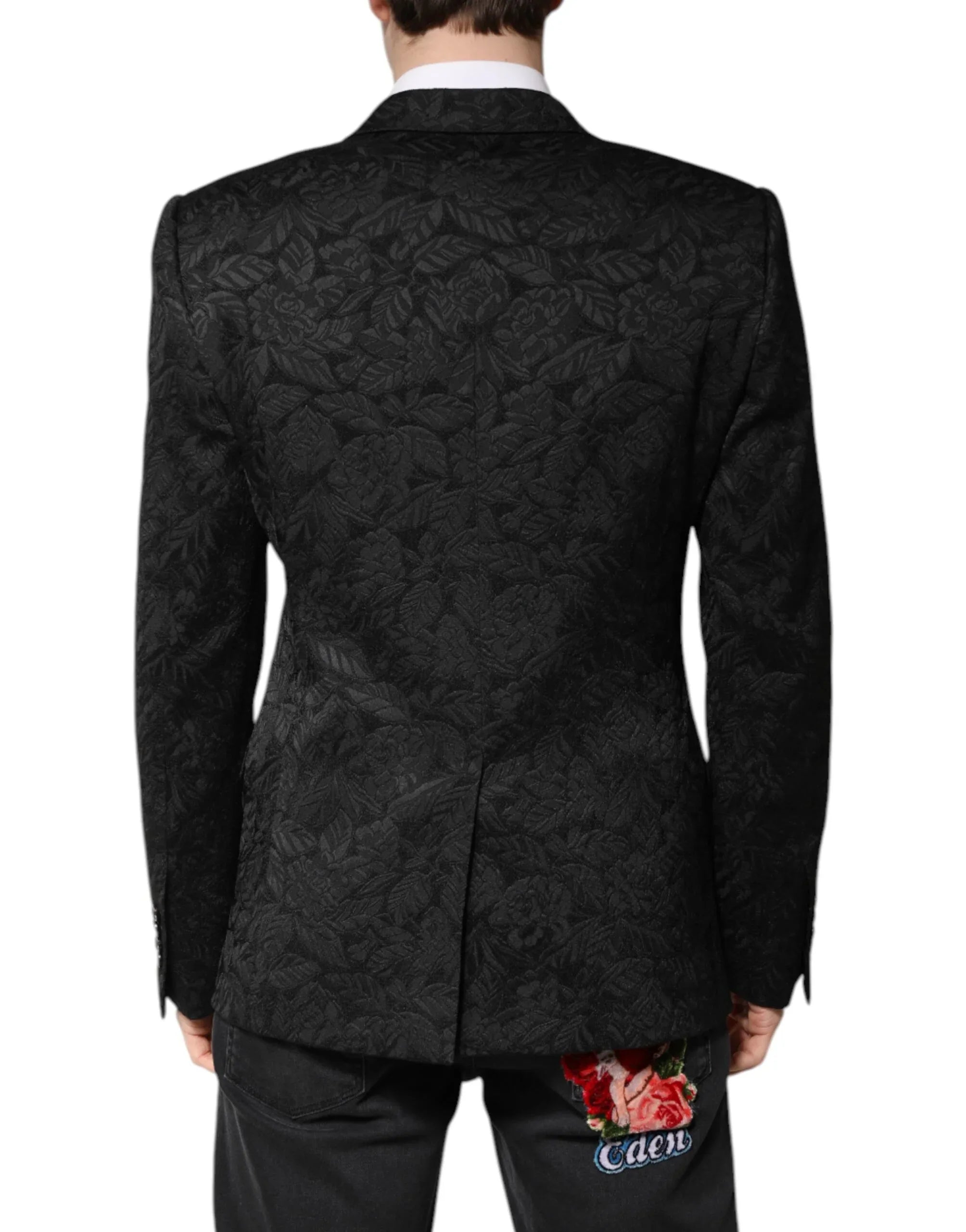 Dolce & Gabbana Black MARTINI Brocade Single Breasted Blazer - Zeiniez