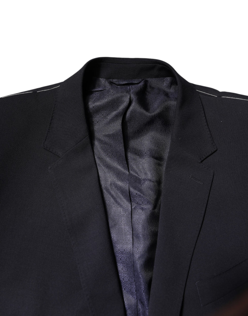 Dolce & Gabbana Dark Blue Wool Single Breasted Coat Blazer