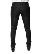 Dolce & Gabbana Black Floral Jacquard Mid Waist Dress Pants - Zeiniez