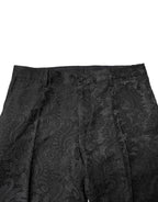 Dolce & Gabbana Black Floral Jacquard Mid Waist Dress Pants - Zeiniez