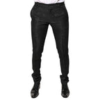 Dolce & Gabbana Black Floral Jacquard Mid Waist Dress Pants - Zeiniez