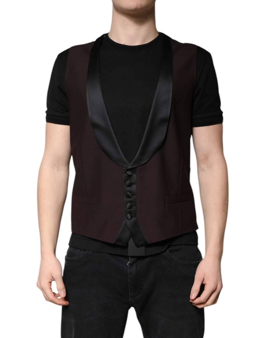 Dolce & Gabbana Maroon Wool Waistcoat Dress Formal Vest - Zeiniez