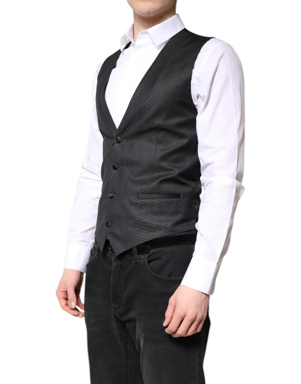 Dolce & Gabbana Black Wool Waistcoat Dress Formal Vest - Zeiniez