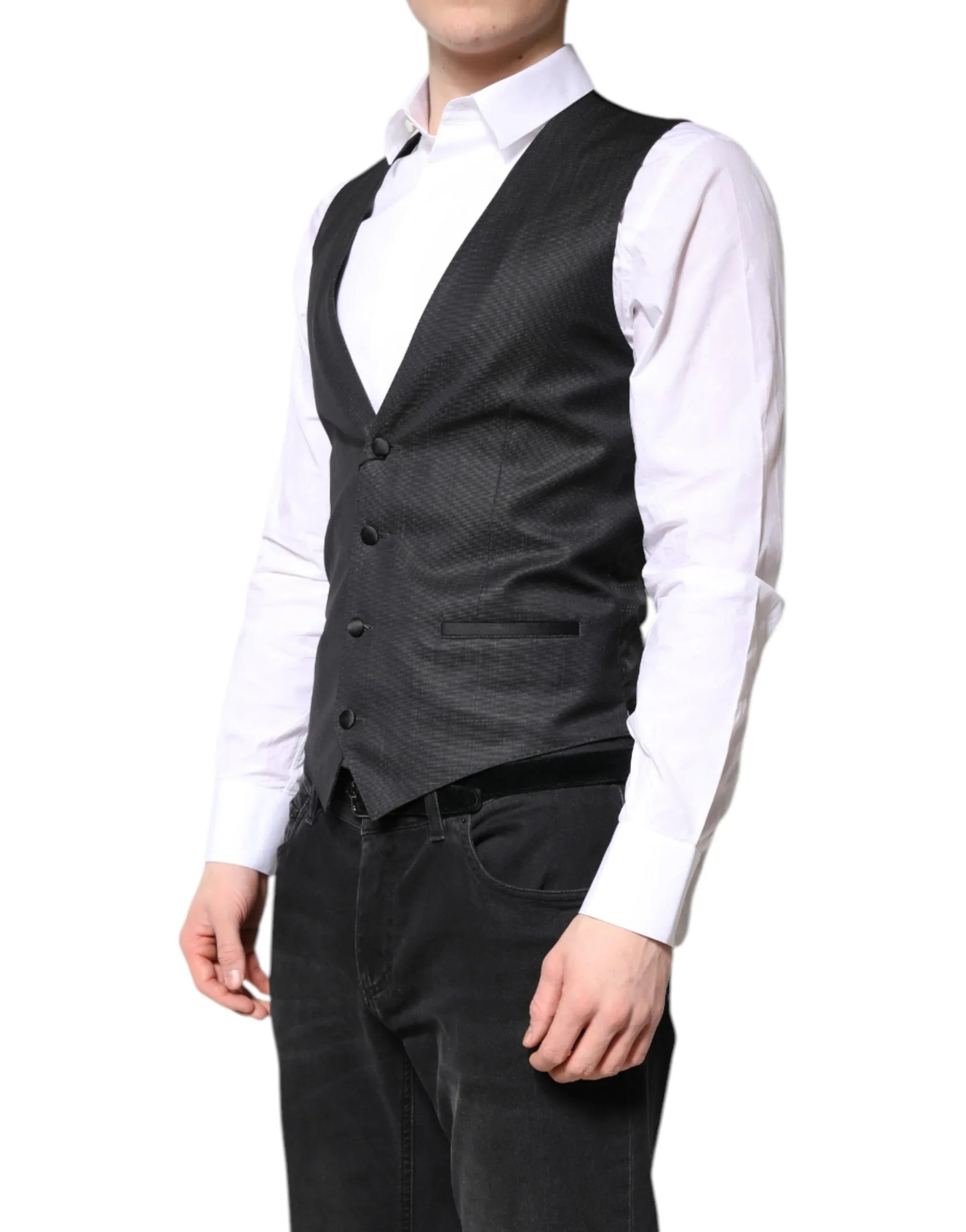 Dolce & Gabbana Black Wool Waistcoat Dress Formal Vest - Zeiniez