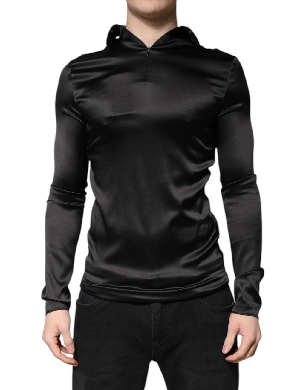 Dolce & Gabbana Black Silk Turtleneck Men Pullover Sweater - Zeiniez