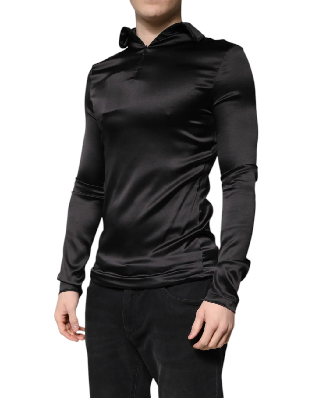 Dolce & Gabbana Black Silk Turtleneck Men Pullover Sweater - Zeiniez