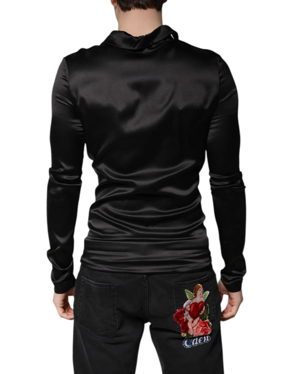 Dolce & Gabbana Black Silk Turtleneck Men Pullover Sweater - Zeiniez