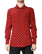 Dolce & Gabbana Red Polka Dot Silk Long Sleeve Shirt - Zeiniez
