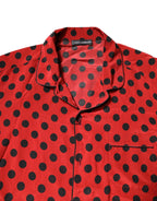 Dolce & Gabbana Red Polka Dot Silk Long Sleeve Shirt - Zeiniez