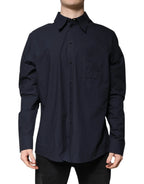 Dolce & Gabbana Dark Blue Cotton Long Sleeve Shirt - Zeiniez