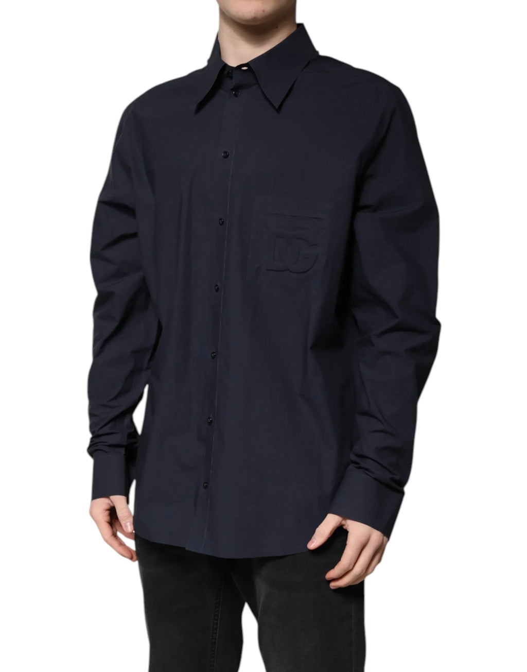 Dolce & Gabbana Dark Blue Cotton Long Sleeve Shirt - Zeiniez