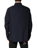 Dolce & Gabbana Dark Blue Cotton Long Sleeve Shirt - Zeiniez