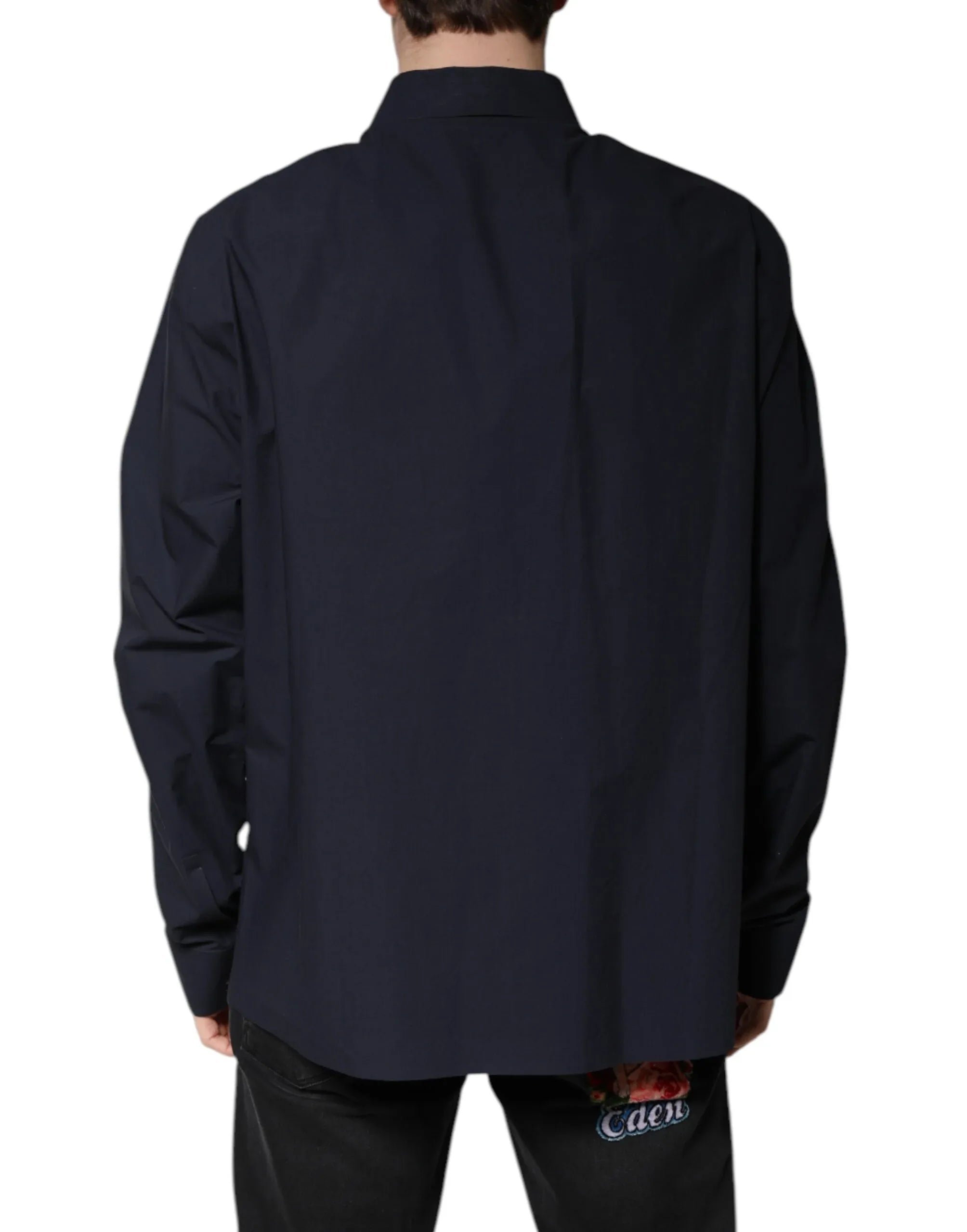 Dolce & Gabbana Dark Blue Cotton Long Sleeve Shirt - Zeiniez