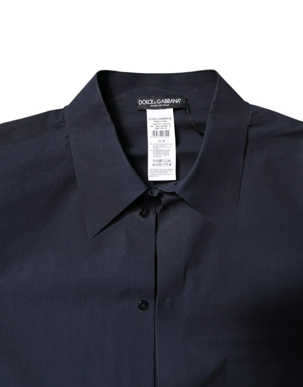 Dolce & Gabbana Dark Blue Cotton Long Sleeve Shirt - Zeiniez