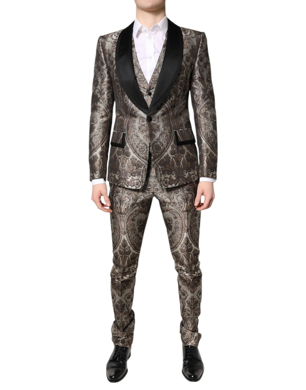 Dolce & Gabbana Multicolor Jacquard Single Breasted 3 Piece Suit - Zeiniez