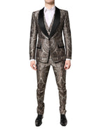 Dolce & Gabbana Multicolor Jacquard Single Breasted 3 Piece Suit - Zeiniez
