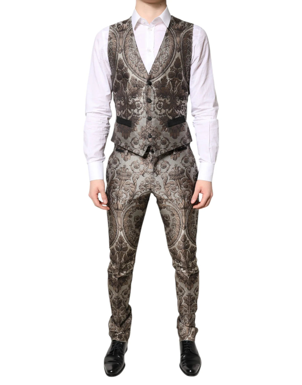 Dolce & Gabbana Multicolor Jacquard Single Breasted 3 Piece Suit - Zeiniez