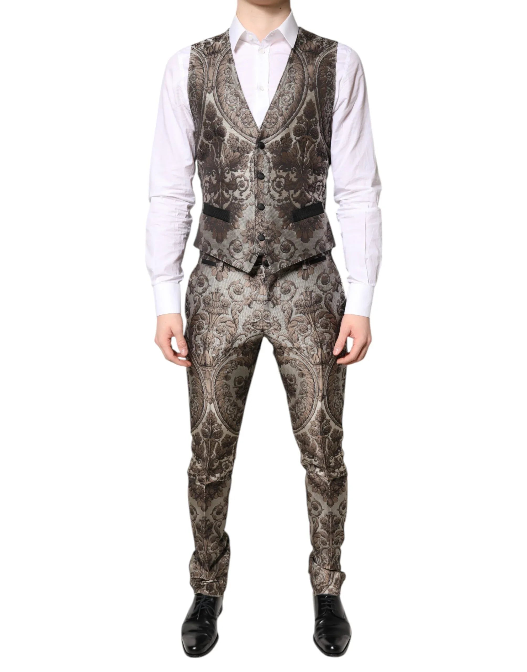 Dolce & Gabbana Multicolor Jacquard Single Breasted 3 Piece Suit - Zeiniez