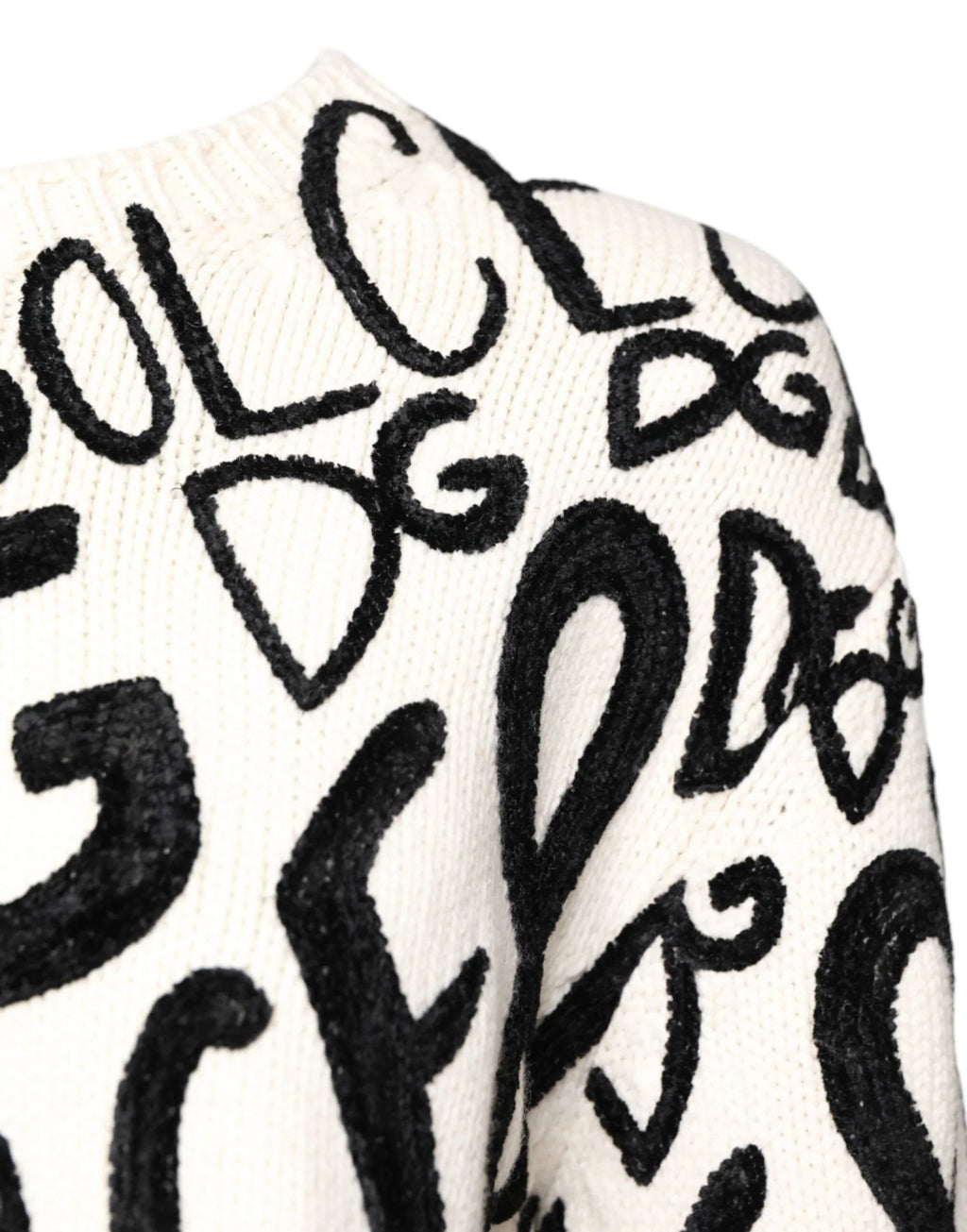 Dolce & Gabbana White Black Logo Print Women Pullover Sweater - Zeiniez