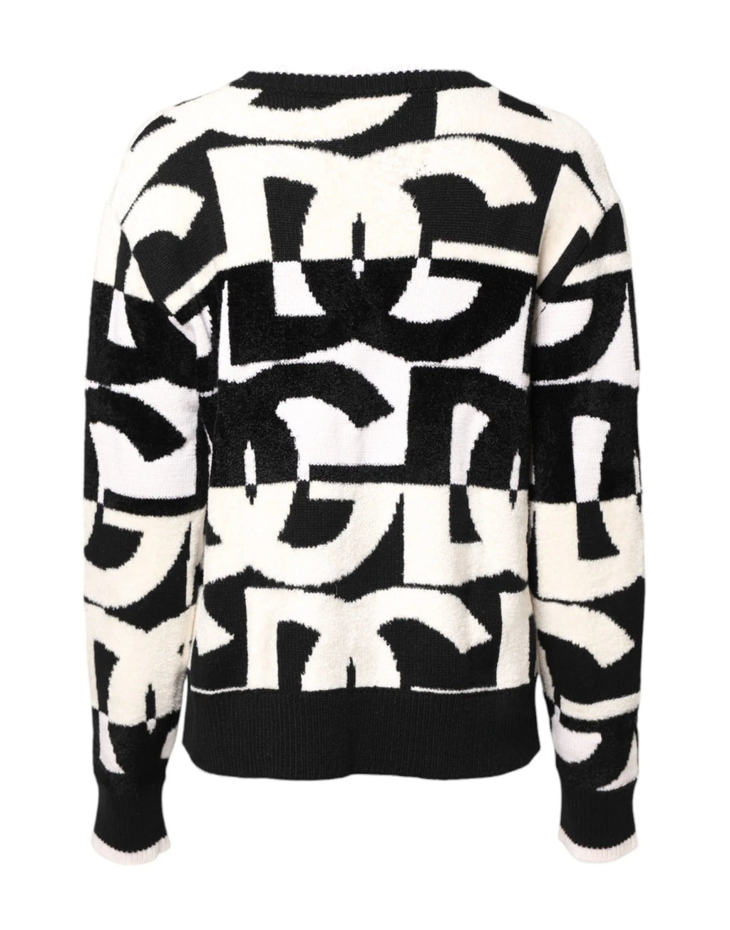 Dolce & Gabbana White Black Logo Print Women Pullover Sweater - Zeiniez