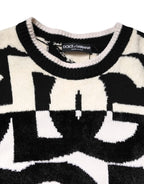 Dolce & Gabbana White Black Logo Print Women Pullover Sweater - Zeiniez