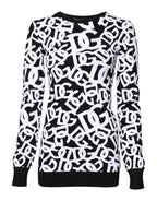 Dolce & Gabbana Black White Logo Print Women Pullover Sweater - Zeiniez