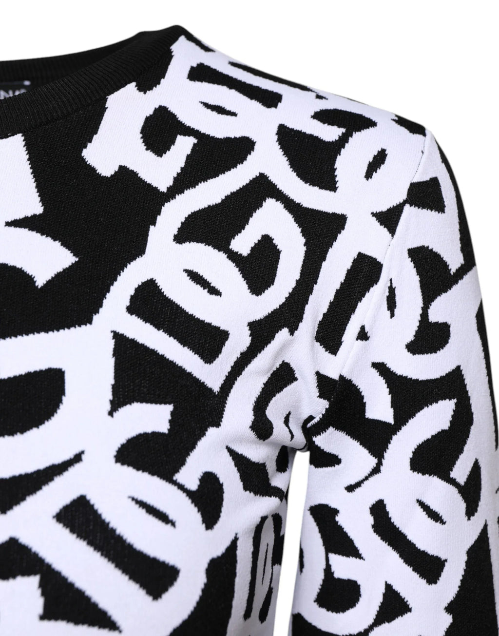 Dolce & Gabbana Black White Logo Print Women Pullover Sweater - Zeiniez