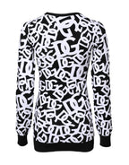 Dolce & Gabbana Black White Logo Print Women Pullover Sweater - Zeiniez