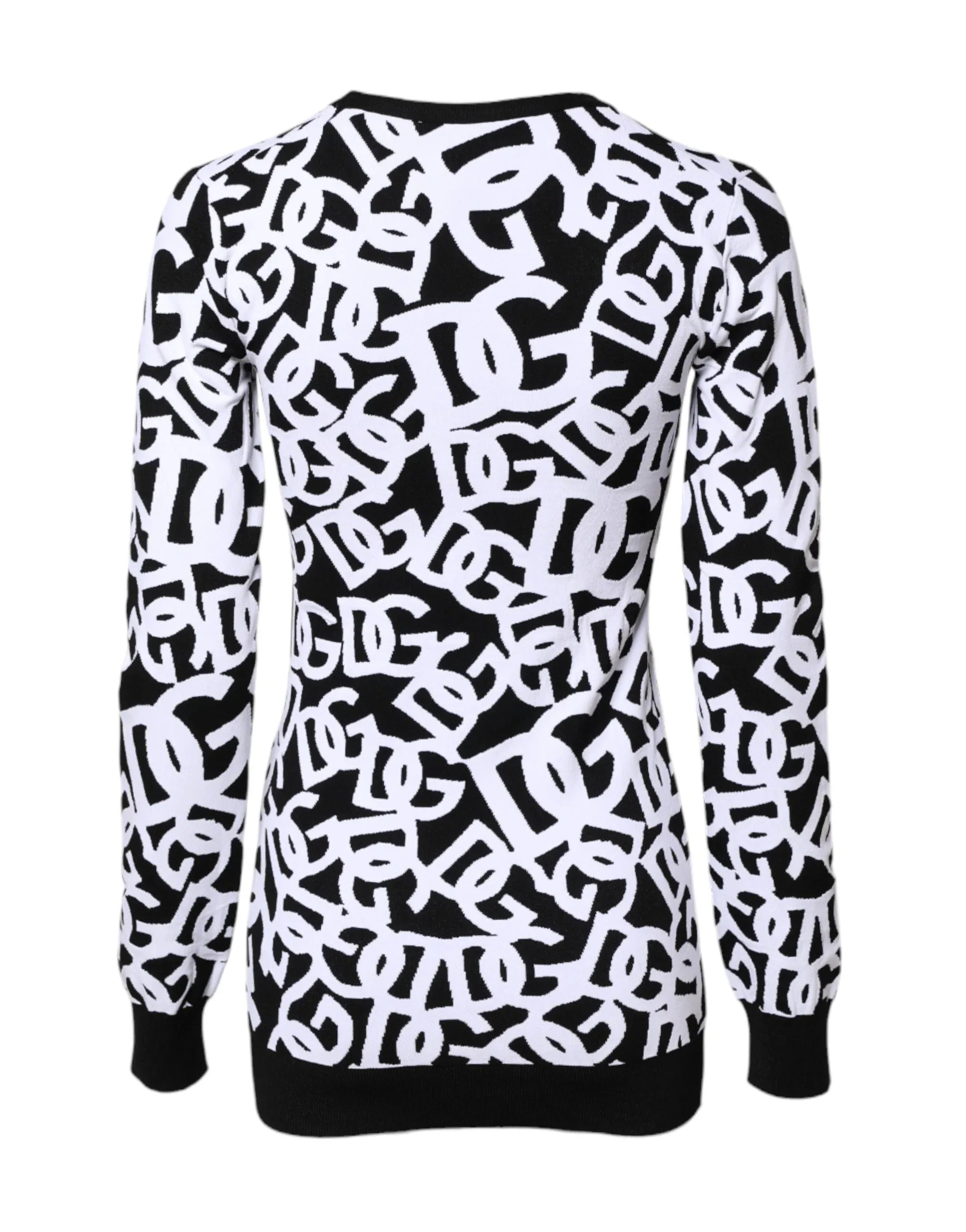 Dolce & Gabbana Black White Logo Print Women Pullover Sweater - Zeiniez
