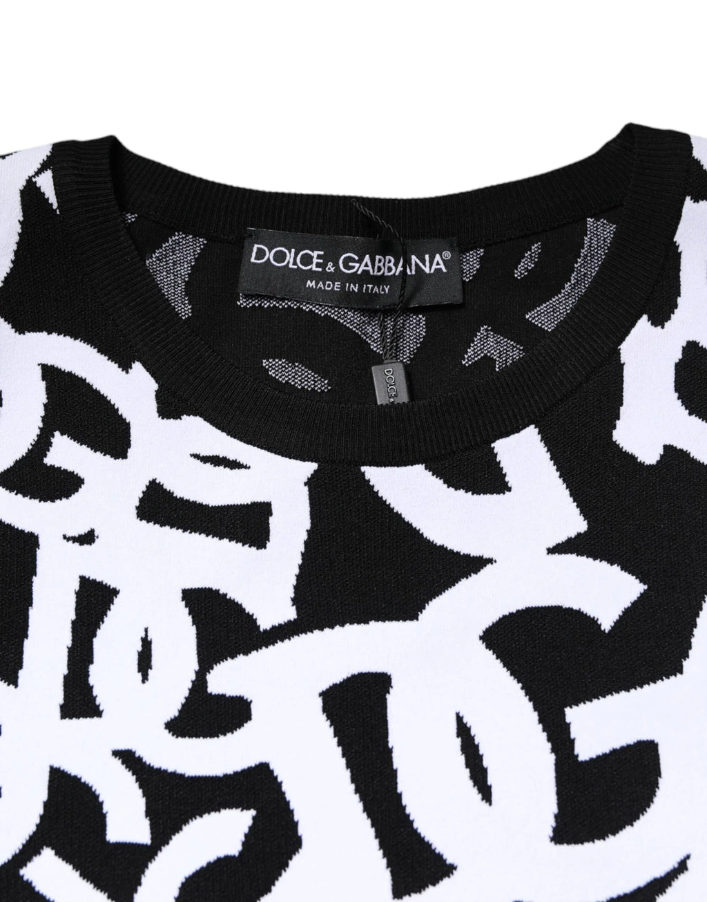 Dolce & Gabbana Black White Logo Print Women Pullover Sweater - Zeiniez