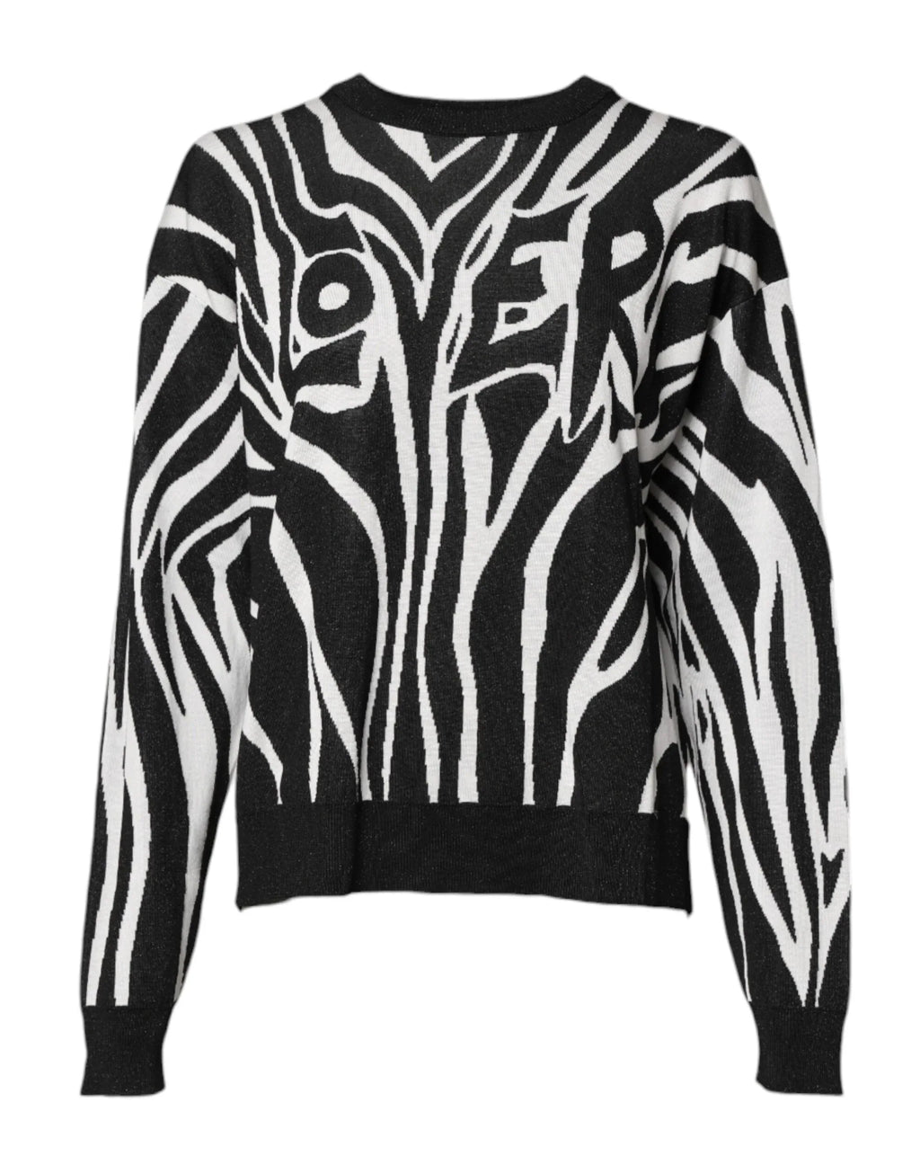 Dolce & Gabbana Black White Print Women Pullover Sweater - Zeiniez