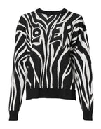 Dolce & Gabbana Black White Print Women Pullover Sweater - Zeiniez